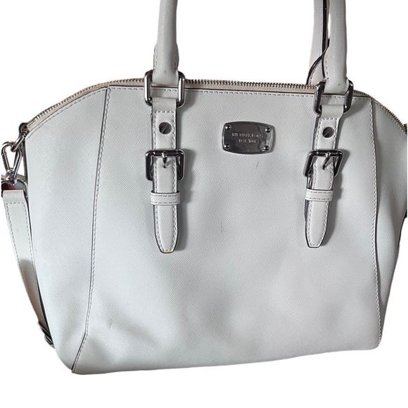 Michael Kors Large Satchel Style Bag in White Roomy with Handles Crossbody Strap - Picture 3 of 13
